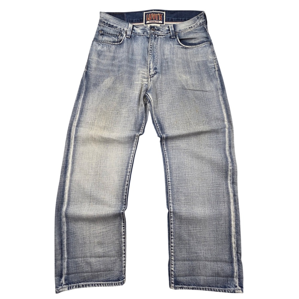 Levis 569 Loose Straight Jeans Mens 36x32 Light Wash Blue Baggy Y2K 2008 Faded